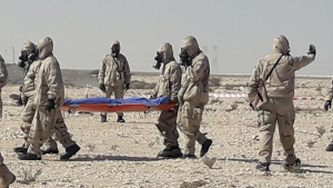 Participants at a Regional Advanced Course and Field Exercise on Assistance held at Qatar Army CBRN Regional Training Centre in Doha