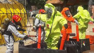 First Responders from South Asian Association for Regional Cooperation (SAARC) during a sub-regional training course on emergency response to chemical incidents held in Dhaka, Bangladesh