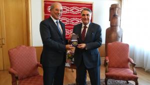 OPCW Director-General Ahmet Üzümcü (left) and Chilean Deputy Secretary of Foreign Affairs Edgardo Riveros Marín.