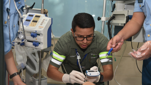 Medical professionals at a training on medical management of chemical casualties