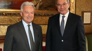 The OPCW Director-General, Ambassador Ahmet Üzümcü, with Minister of State for Europe and the Americas at the Foreign & Commonwealth Office, The Rt Hon Sir Alan Duncan