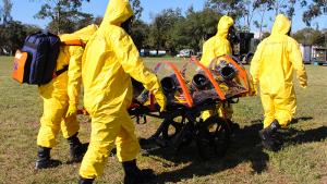 First Responders from Latin America at a an Exercise on Assistance and Protection against Chemical Weapons (EXBRALC III 2018) training