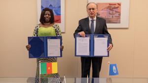 H.E. Mrs Liguemoh Ondoua Madeleine, Permanent Representation of the Republic of Cameroon to the OPCW and Ambassador Fernando Arias, OPCW Director General