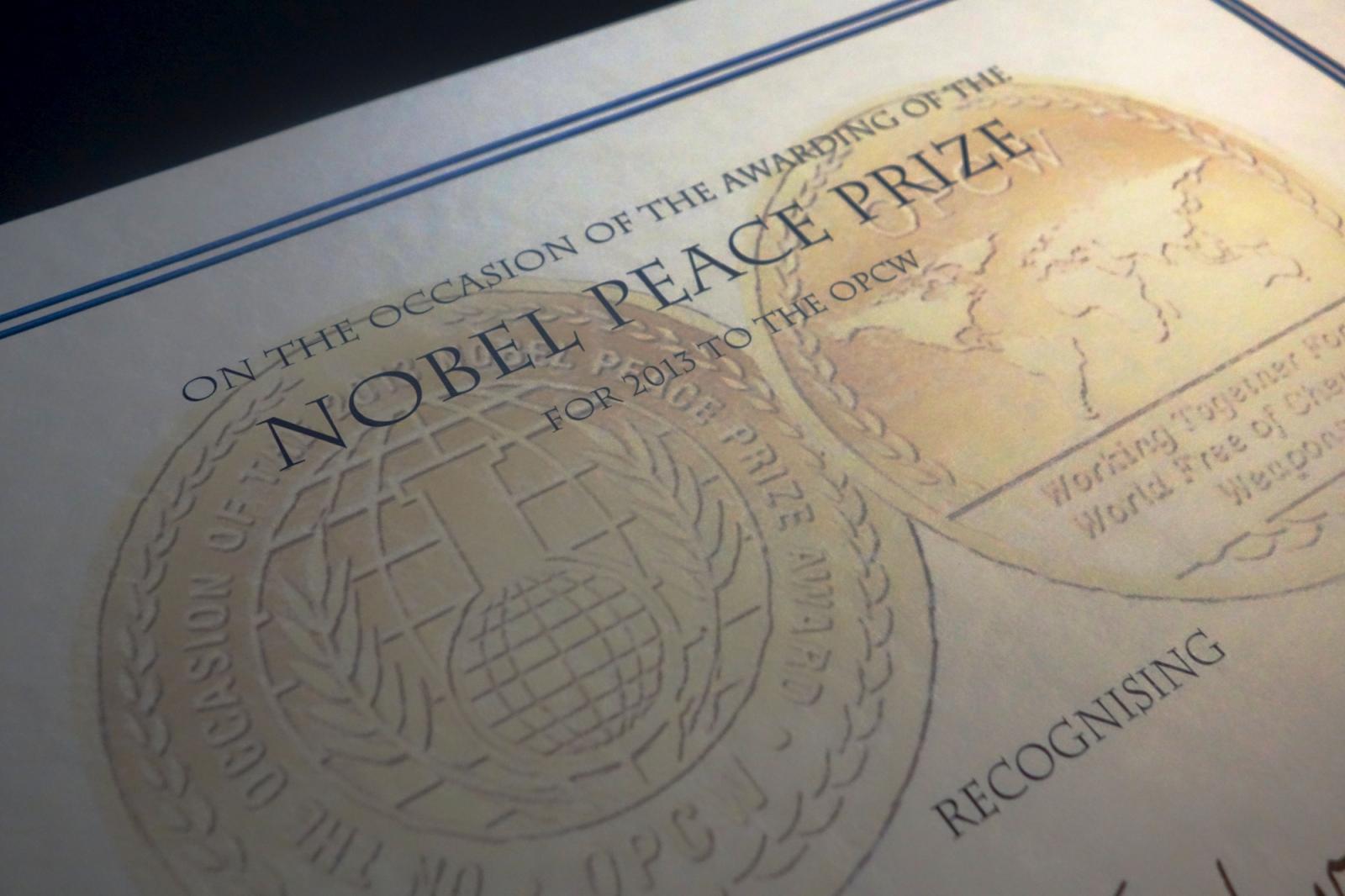 nobel peace prize certificate